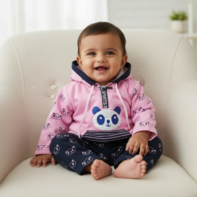 FashionForward Baby Boys & Baby Girls Casual Sweatshirt Sweatpant(Pink)