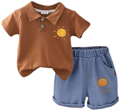 Bold N Elegant Baby Boys Casual T-shirt Shorts(Brown)