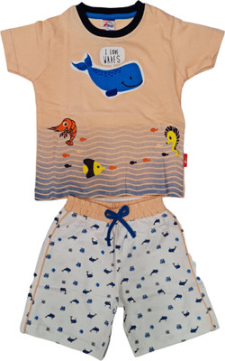 rayie collection Baby Boys Casual Top Shorts(ORANGE AND WHITE)