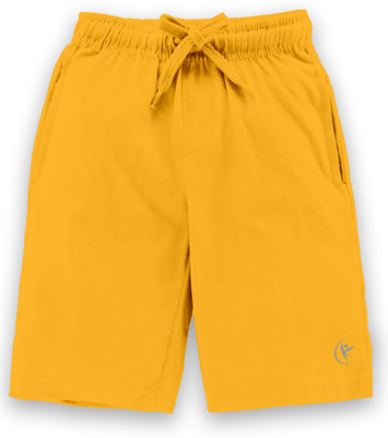 KiddoPanti Short For Boys Casual Solid Pure Cotton(Yellow, Pack of 1)
