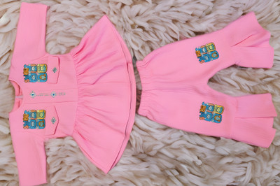 HUDHUD Baby Girls Casual Dress Pyjama(Pink)