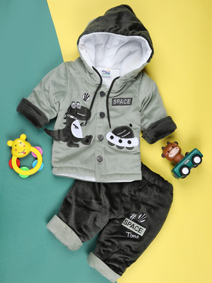 V-MART Baby Boys Casual Jacket Pant(Green)