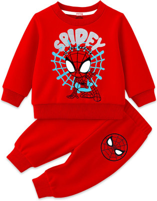 MARVEL BY MISS & CHIEF Boys Spiderman Casual Sweatshirt Track Pants(Red 196)
