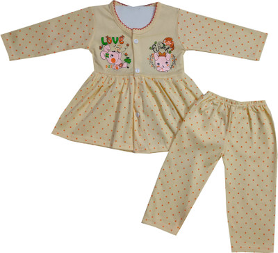 Siddhi Enterprises Baby Girls Jungle Book Casual Dress Pyjama(YELLOW)