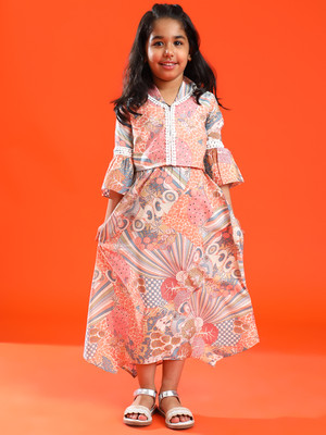 TALES & STORIES Girls Casual Top Skirt(Peach)
