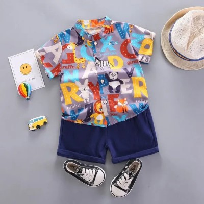 SuratKids Baby Boys & Baby Girls Jungle Book Party(Festive) Shirt Shorts(Navy Blue)