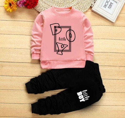 HF WARSI Baby Boys & Baby Girls Party(Festive) T-shirt Pant(PINK, BLACK)