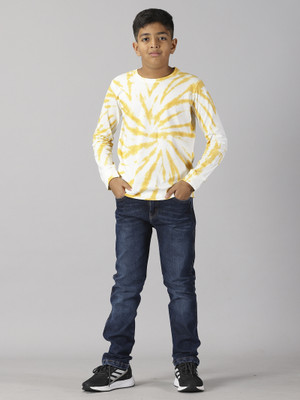 KiddoPanti Boys Casual T-shirt Jeans(Mustard & Dk Wash Blue)