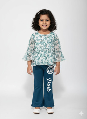 Girijesh Singh Baby Girls Casual Top Pant(Green)
