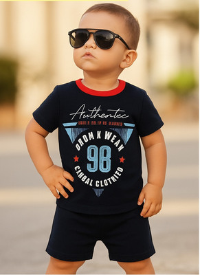 TURTLEPONY Baby Boys Casual T-shirt Shorts(Black)