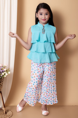 NIVARACREATION Girls Party(Festive) Top Pant(BLUE)