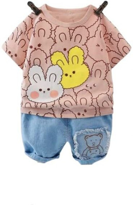 SUSHILA FASHIONS Baby Boys Party(Festive) T-shirt Shorts(PEACH)