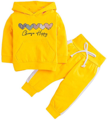 HouseOfCommon Boys & Girls Party(Festive) Sweatshirt Sweatshirt, Sweatpant(YELLOW)