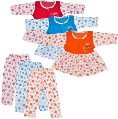 Shyamcollections Baby Girls Party(Festive) Top Pyjama(Multicolor)