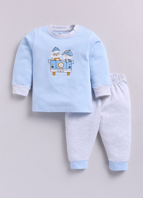 Smart Baby Baby Boys Casual T-shirt Pyjama(Blue, Melange)