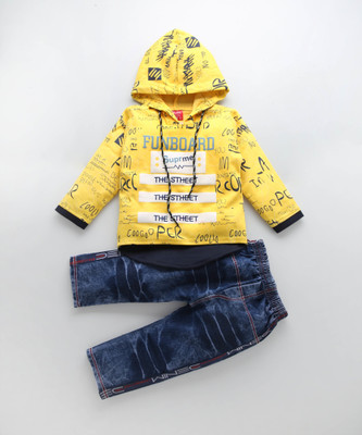 Ajmer Dresses Boys & Girls Casual Jacket Jeans(Yellow)