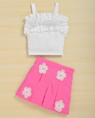 irfu wear Girls Casual Top Skirt(Pink)