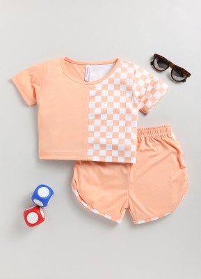 TOONYPORT Girls Casual Top Shorts(Orange)