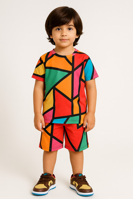 ETTUKITTU Boys & Girls Casual T-shirt Shorts(Red)