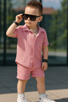 PLUSEBURRY Baby Boys Casual Shirt Shorts(Z-Pink)