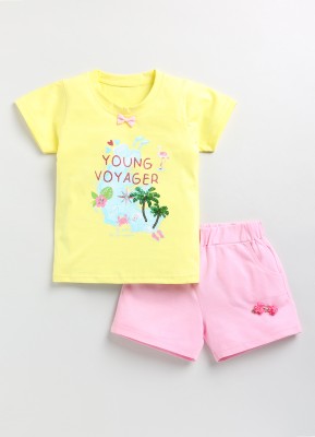 TOONYPORT Girls Casual Top Shorts(Yellow)