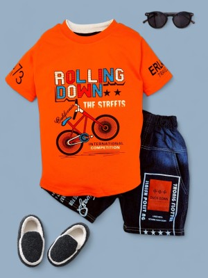 Rebiva Boys Casual T-shirt Shorts(Orange)