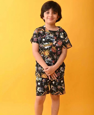 Dollico Boys & Girls Party(Festive) T-shirt Shorts(Black)