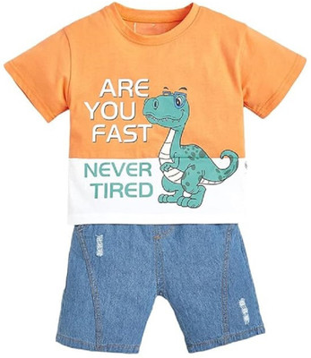 Bold N Elegant Baby Boys Casual T-shirt Shorts(Orange)