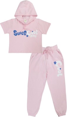 Clothe Funn Girls Casual T-shirt Track Pants(Lt. Pink)