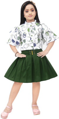 Bright life Girls Party(Festive) Top Skirt(Green)