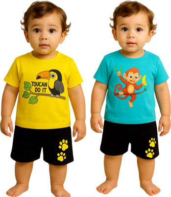 SEGRO Baby Boys & Baby Girls Casual T-shirt Shorts(GOLD, MINT)