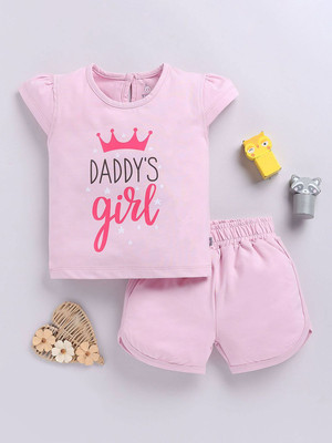 YK X Tinyo Baby Girls Casual Top Shorts(Pink)