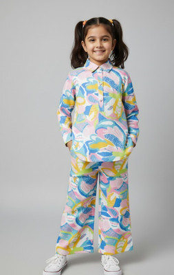 Littler Girls Casual Top Pant(Blue)