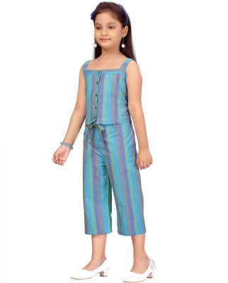 Aarika Girls Casual Top Pant(Blue)