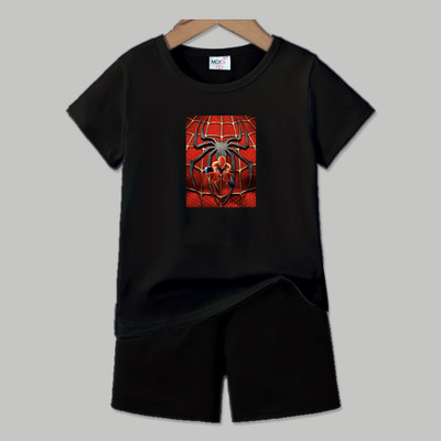 HouseOfCommon Baby Boys & Baby Girls Casual T-shirt Shorts(BLACK)