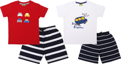 ShaishavWears Baby Boys Casual T-shirt Shorts(Red - White)