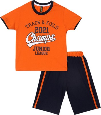 V-MART Boys Casual T-shirt Shorts(Orange)