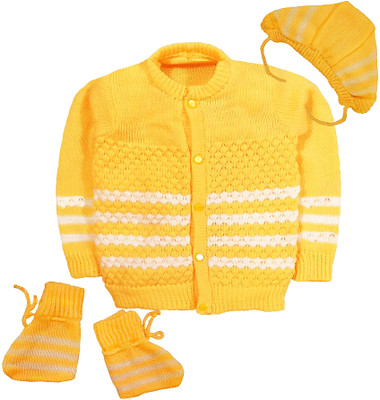 LITTLE PANDA Baby Boys & Baby Girls Casual Sweater Bootie, Cap(YELLOW)
