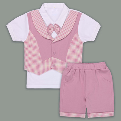 Silver Kraft Baby Boys Casual T-shirt Shorts(Burgundy)