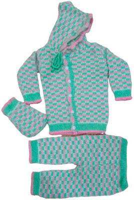 DHRUV G Boys & Girls Casual Top Pant(Green)