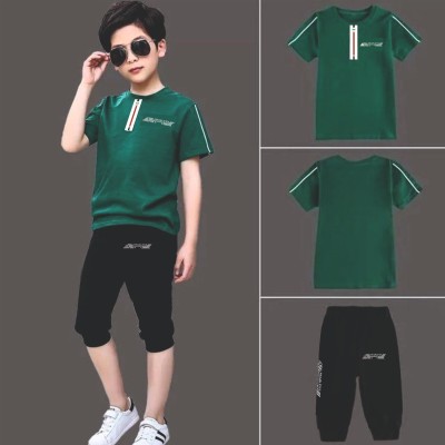 GUDPIG Boys Casual T-shirt Shorts(Green)