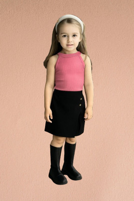 RIYASNHI Girls Casual Top Shorts(Pink, Black)