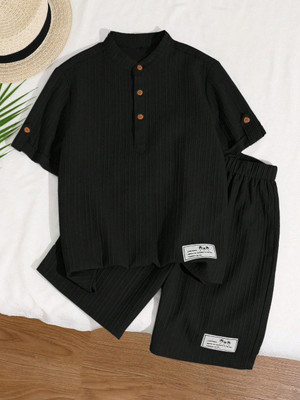 Ruturaj Baby Boys Casual Shirt Shorts(BLACK)