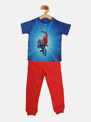 YK Marvel Boys Spiderman Casual T-shirt Pyjama(Blue, Red)