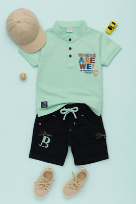 karnika Baby Boys Casual T-shirt Shorts(Sea Green)