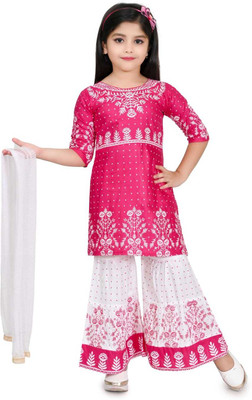 KIDS PARYANIS Girls Party(Festive) Kurta Pyjama(PINK)