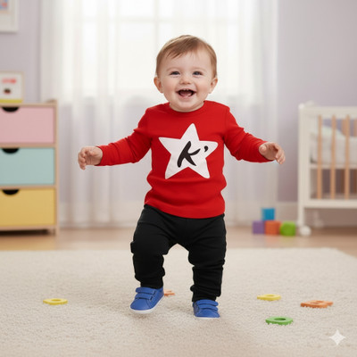 MUSNAHGARMENTS Baby Boys & Baby Girls Party(Festive) Sweatshirt Pyjama(RED AND BLACK)