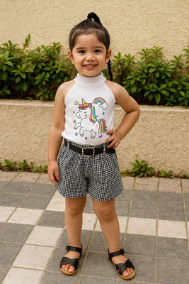 HouseOfCommon Baby Girls Party(Festive) Top Shorts(White)