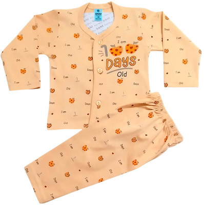 SANIKIDSWEAR Baby Boys & Baby Girls Casual Top Pant(PEACH)