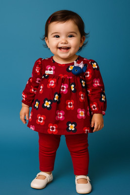 Kiko Baby Girls Casual Top Pant(Red 007)